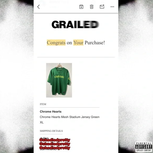Chrome Hearts Green Mesh Football Jersey